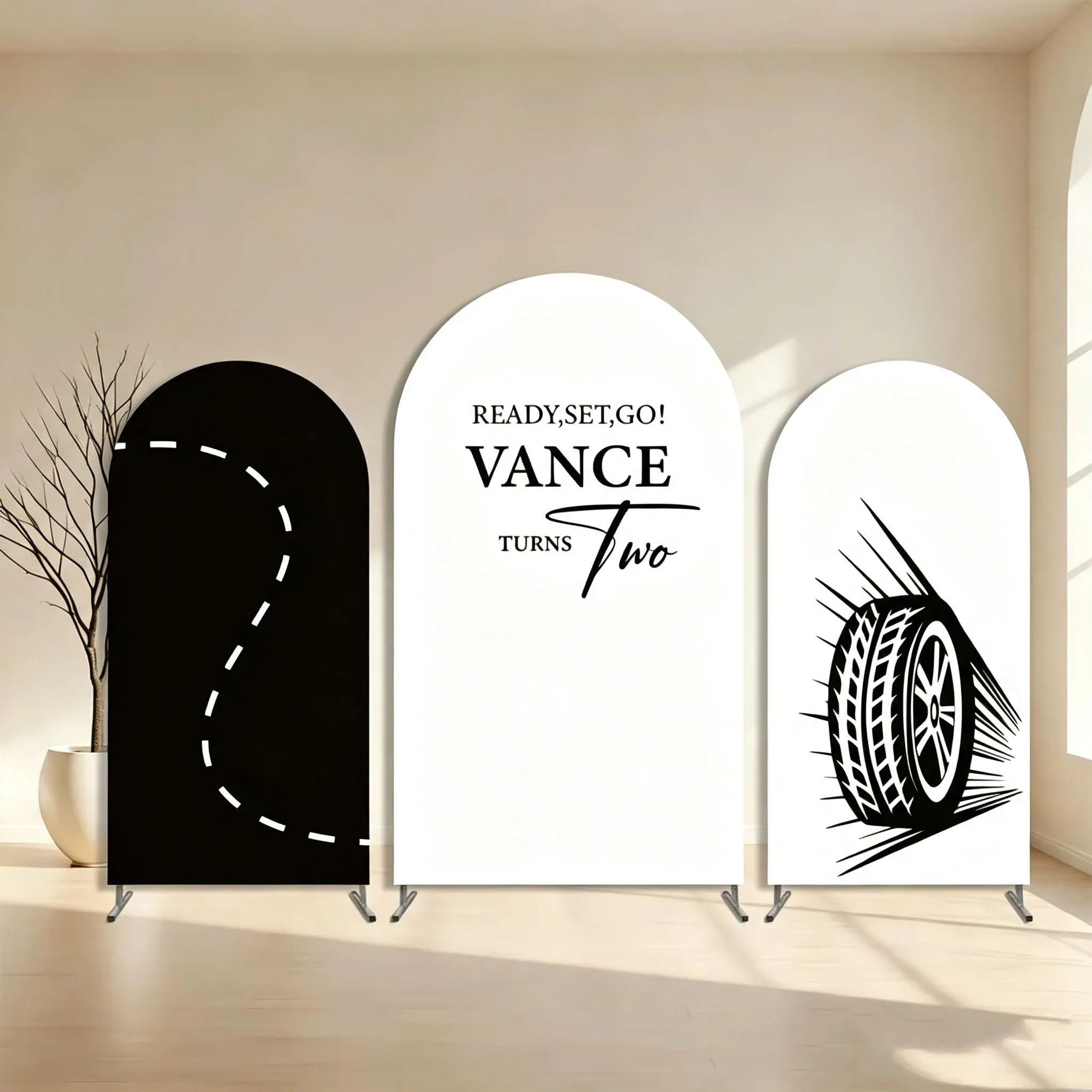 Custom Double-Sided Two Fast Racing Car Baby Shower Arch Backdrop Cover Diy Name Age  Baby Shower Arch Backdrop Cover