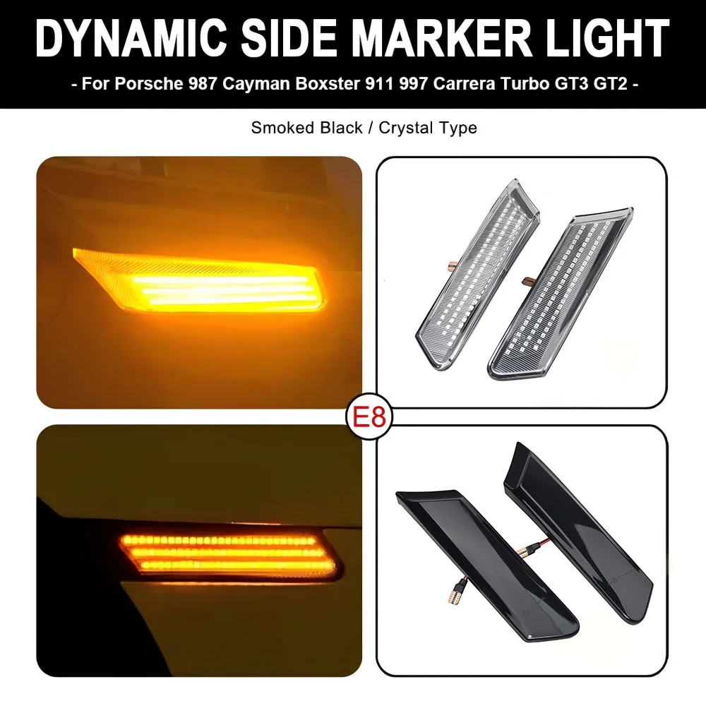 LED Side Marker Turn Signal Light For Porsche 997 911 Carrera Turbo Porsche Cayman Boxster 987