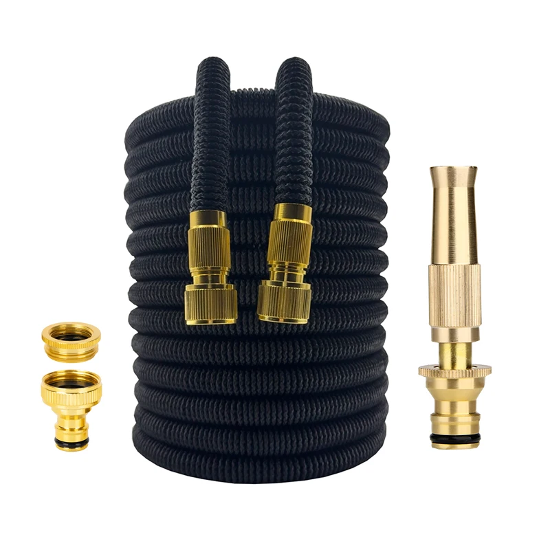 

25FT-100FT Flexible Black Garden Hose Expandable Magic Hose High-Pressure Car Wash Clean Nozzle Gardening Irrigation Tools