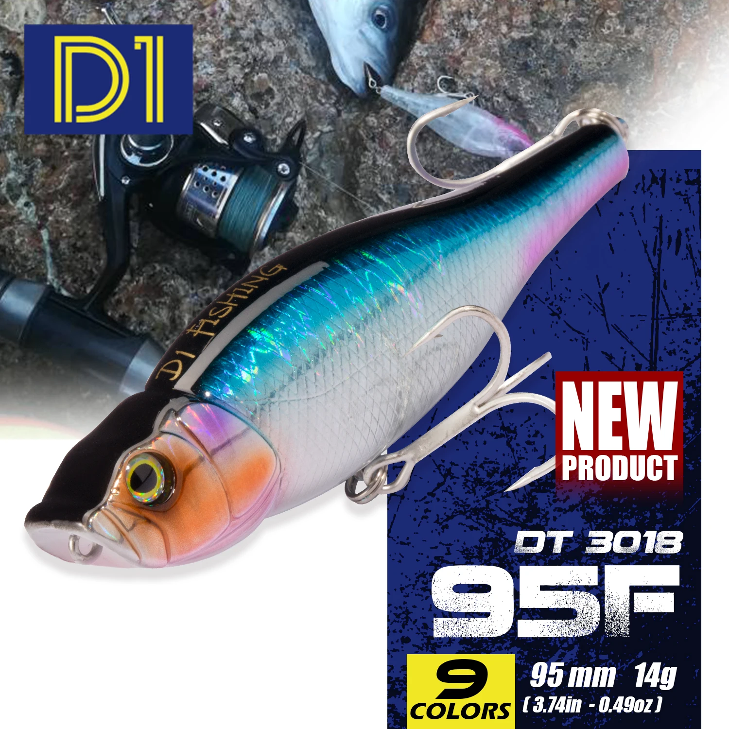 D1 Poppers 95MM 14G Señuelos Topwater Bass con Rattle - imagen 4