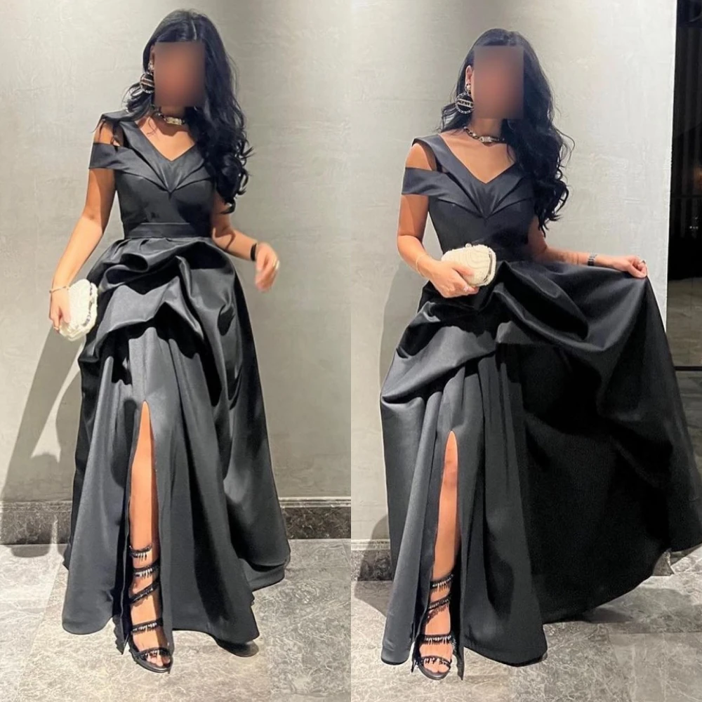 

Fashion High Quality V-neck Ball Gown Floor Length Formal Ocassion Satin vestido de festas longo casamento