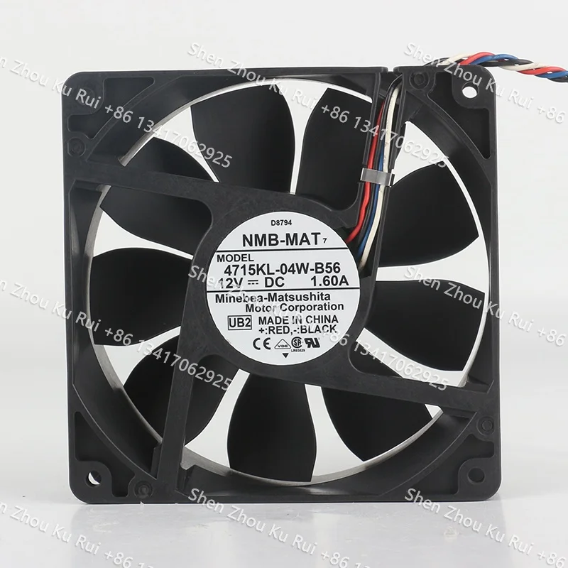 

New NMB 4715KL-04W-B56 12038 12V Double Ball Bearing 1.30A 12cm Large Airflow 4-wire Cooling Fan