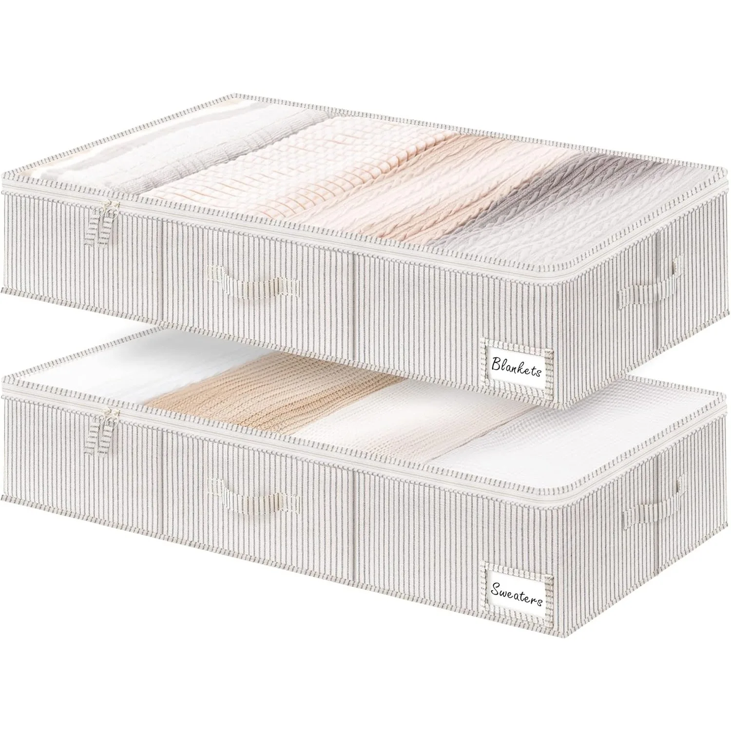 

Extra Large Under Bed Storage Containers with Handles and Label Holder, 2 Pack Ultra-thick Fabric Underbed Bins,Closet Organizer