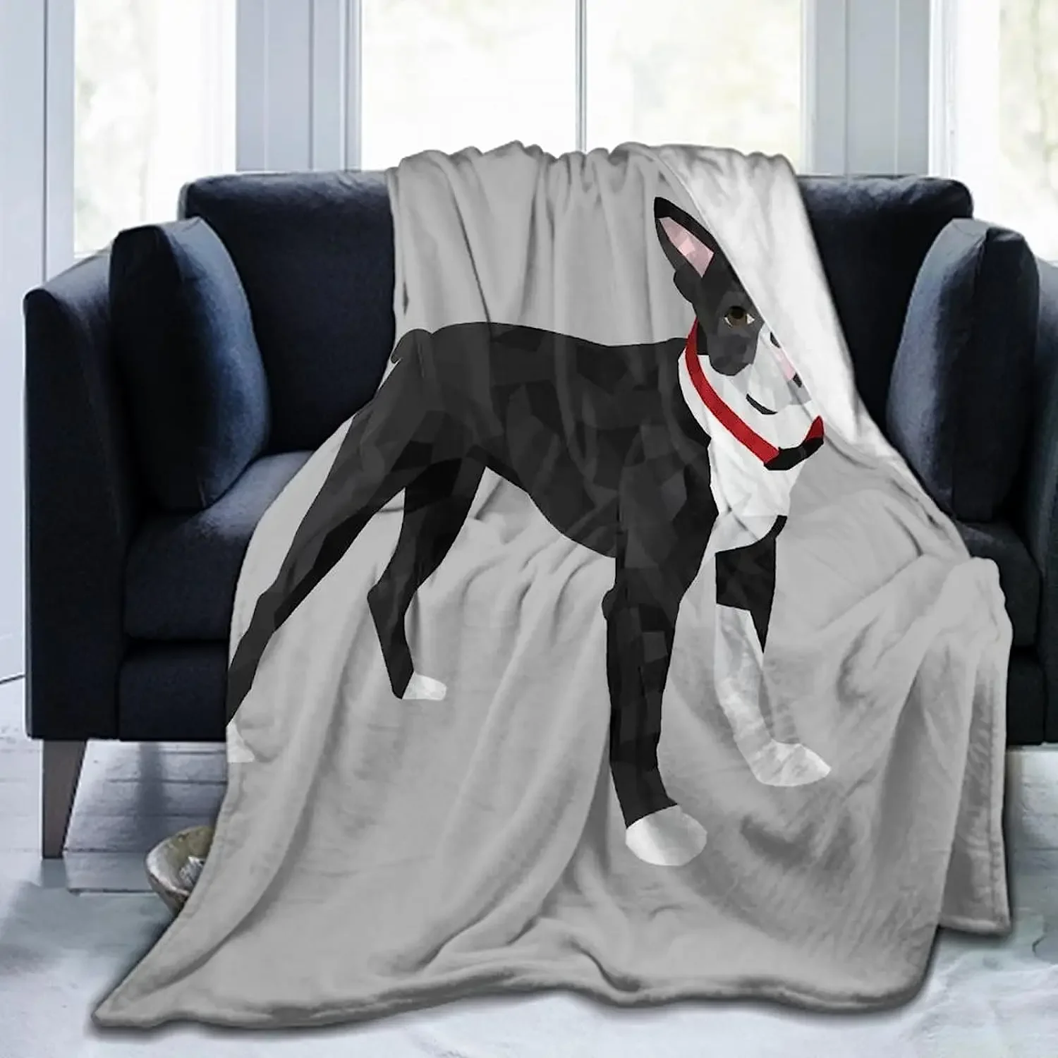 Women Men Teens Wearable Blanket Super Soft Lightweight Cozy Throw Blanket for Home School Office Travel, Boston Terrier