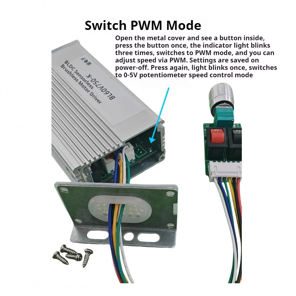 

DC6-60V Three-phase DC Brushless Motor Driver Module 750W BLDC Brushless Motor No Hall Controller Stop/Reverse Speed Regulator