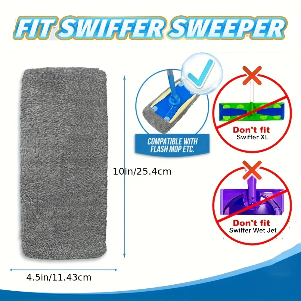 4pcs,Microfiber Flat Floor Mop Cloth,Reusable Wet Pads Refills, Dry Sweeping Cloths,Microfiber Wet Mopping (Mop Is Not Included)