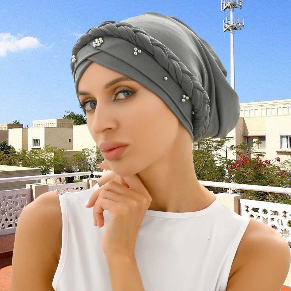 

Тюрбан из бисера, индийский женский мусульманский хиджаб, внутренняя химиотерапия, шапка от рака, капот, головной платок от выпадения волос, шапочки, шарф, Turbante Mujer