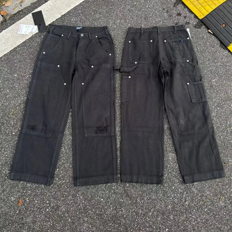 Retro American Style Workwear Denim Jeans Autumn Spring New Arrival for Men And Women with Multiple Pockets Logging Theme