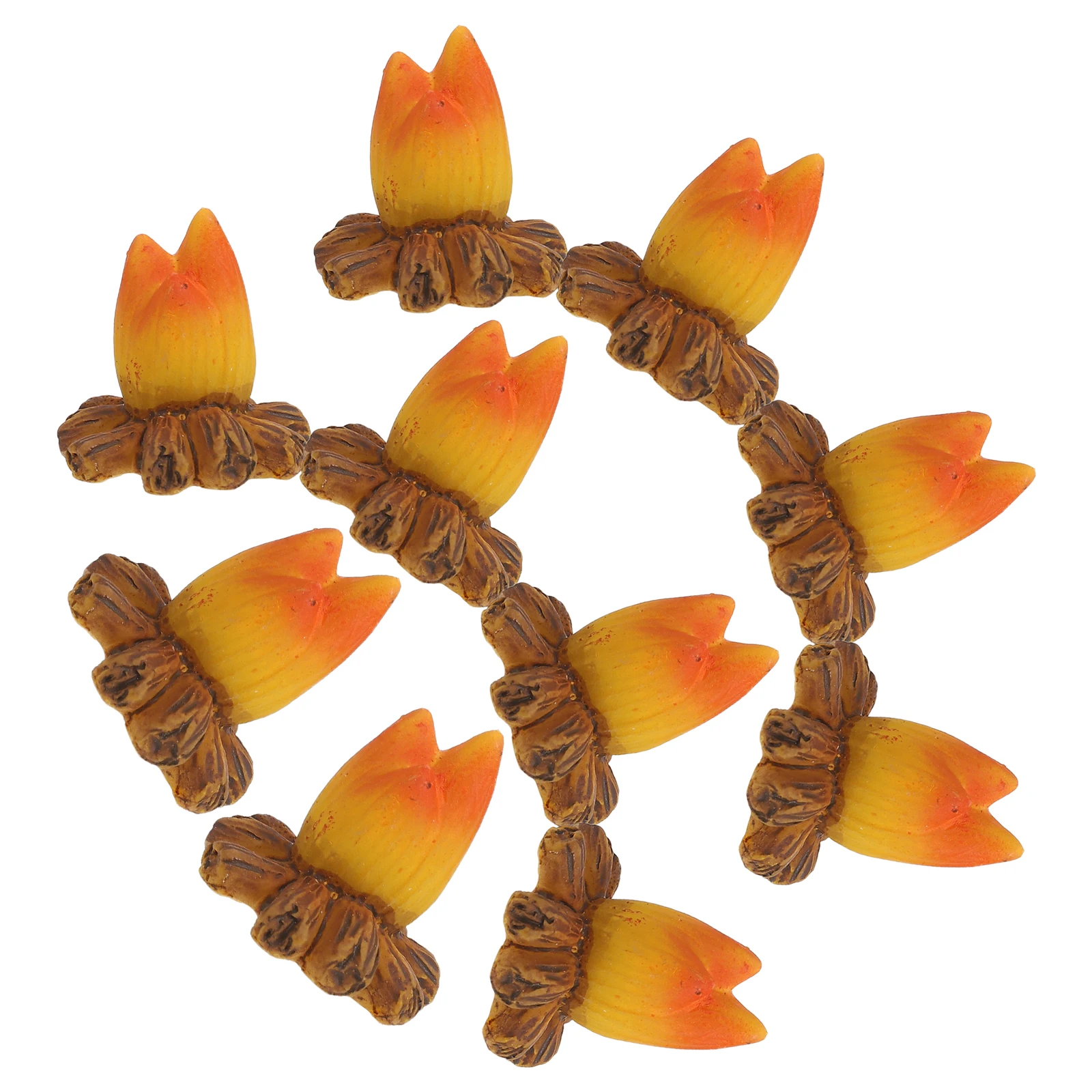 

10 Pcs Micro Landscape Bonfire Ornaments Campfire for Dollhouse Pit Prop Fake Diminutive Artificial Play Toy Model Resin