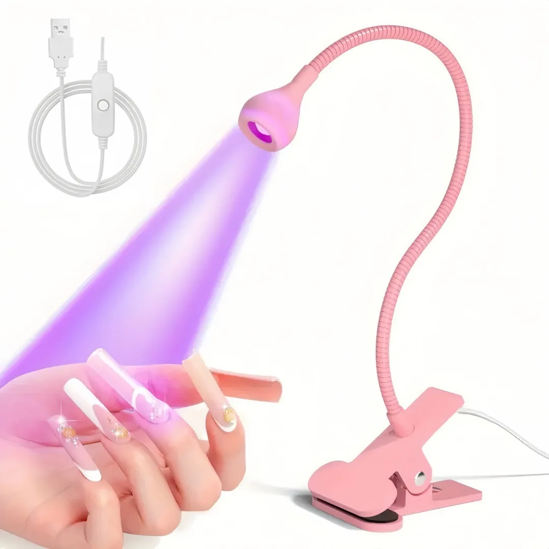 Lámpara LED UV para secado de uñas, luz de curado de uñas, longitud de onda de 395nm, Mini USB de escritorio con Clip para uñas de Gel, herramientas de salón de manicura