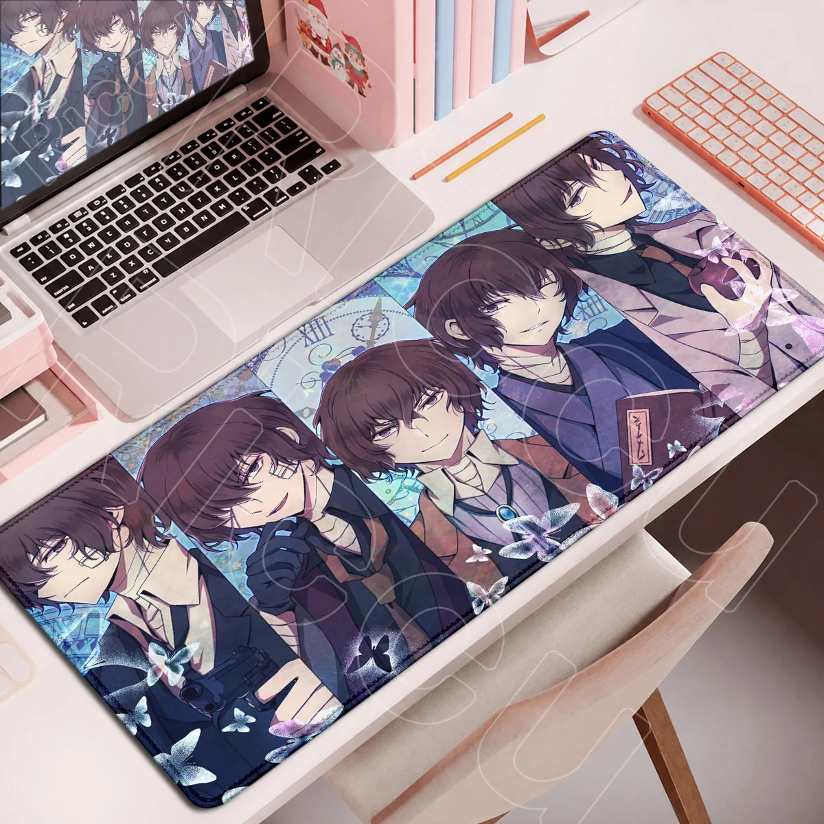 900x400mm Keyboard Laptop Table Mat Large Bungo Stray Dogs Osamu Dazai Anime Mousepads Computer E-sport Gamer Anti-slip Mauspads