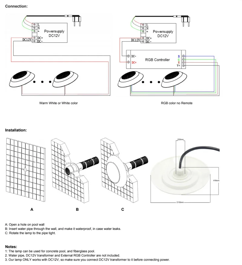 Imagem -06 - Luz de Piscina Subaquática Impermeável Lâmpada Submersível Branca e Azul Quente Holofote ao ar Livre 12w 108leds