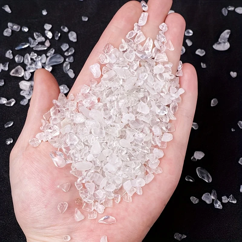 Natural Clear Quartz crushed stone, irregular transparent decorative stone ornaments, natural stone decorative and road surfaces