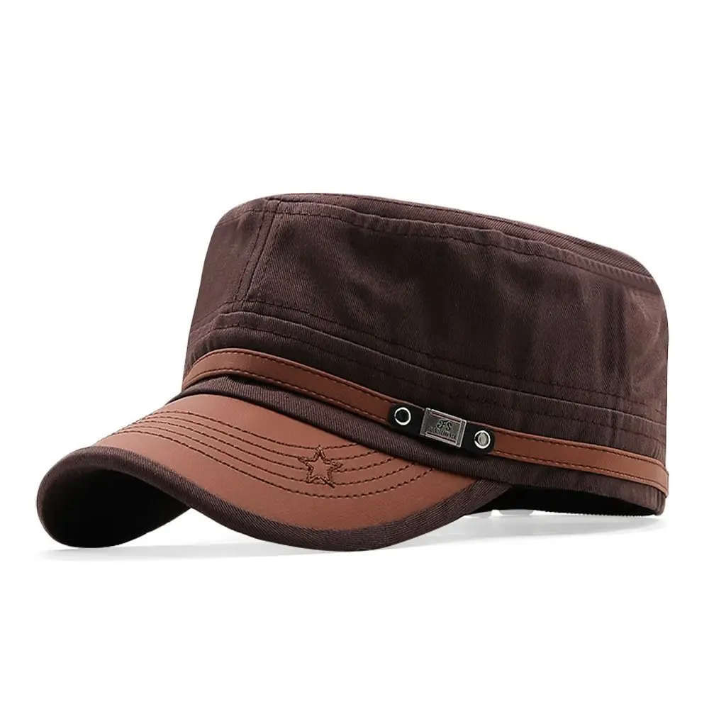 Men Unisex  Hat Baseball Cap Cotton Cadet Hat   Breathable Combat Fishing Flat Adjustable Cap