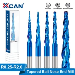 XCAN Milling Cutter 6mm Shank Tapered Ball Nose End Mill R0.25/R0.5/R0.75/R1.0/R1.5/R2.0 CNC Router Engraving Bit for Wood