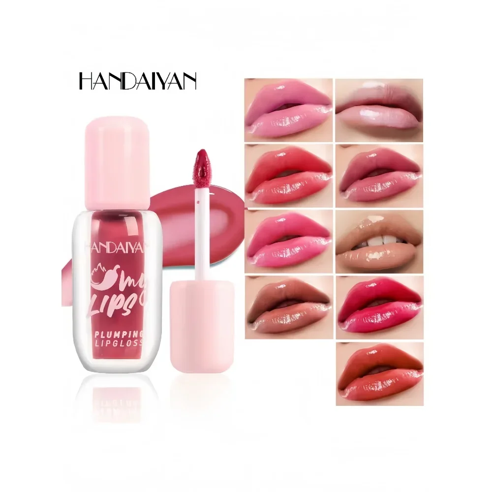 HANDAIYAN 9colors Lip Glaze Chili Water Light Moisturizing Lip Gloss Pearlescent Lip Plumper Long Lasting Liquid Lipstick