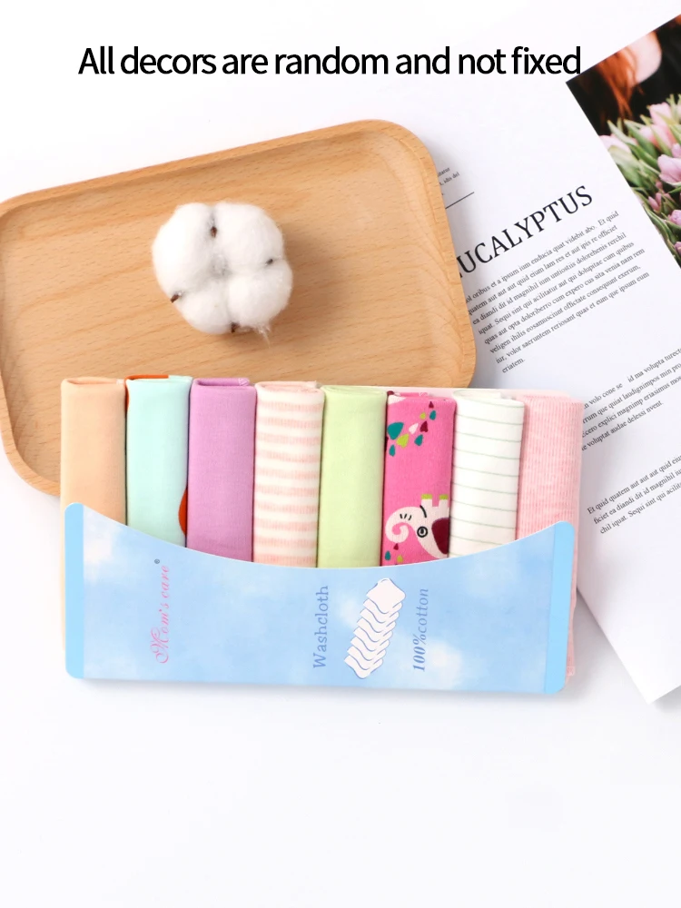 Random 8pcs/pack cotton newborn towel 21 * 21CM bath towel care towel bib feeding square handkerchief Child Accessories