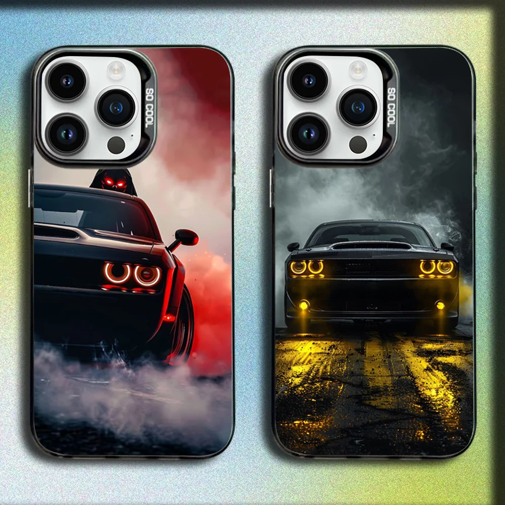 

Dodge Challenger S-SRT Phone Case For iPhone 16,15,14,13,12,11,Mini,Pro,SE,MAX Gray Matte Silicone Black Cover