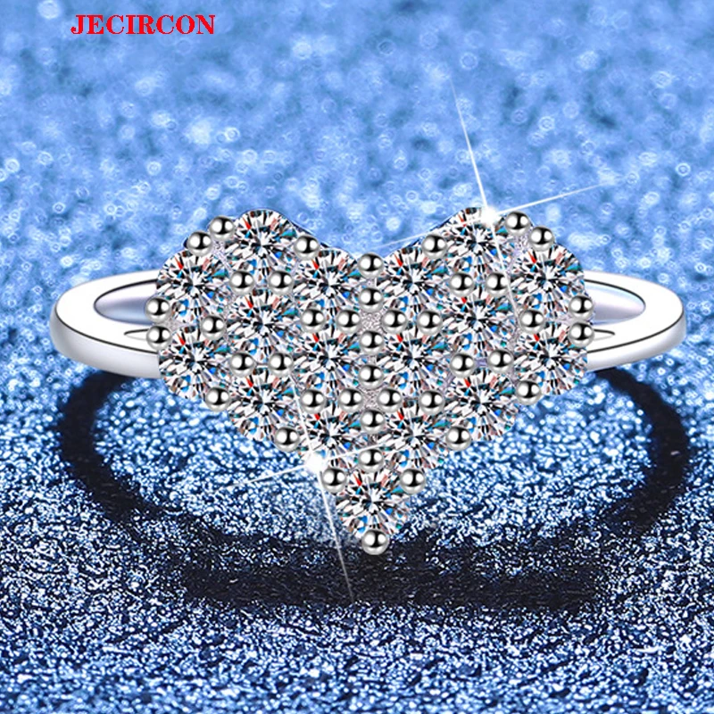 

Кольцо JECIRCON из стерлингового серебра 925 пробы с полным бриллиантом, свадебные ювелирные изделия, сверкающее муассанитовое кольцо с сердечком для женщин