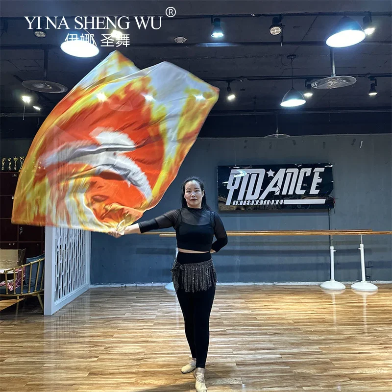 2 stücke Anbetung Flagge Banner Weiße Tauben Drucken Chiffon Schal Poi Band Mit Skalierbarer Stange Praxis Leistung Lob Dance Kirche