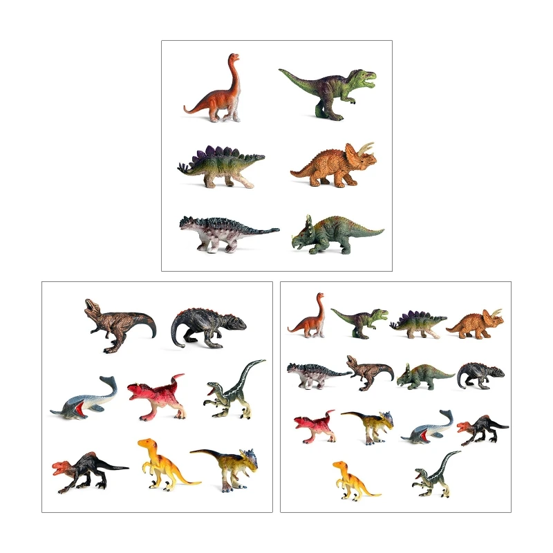 2024 New Miniature Dinosaur Static Model Solid PVC Figurine Realistic Mosasaur/Velociraptor Office Desk Toys Kids Collection