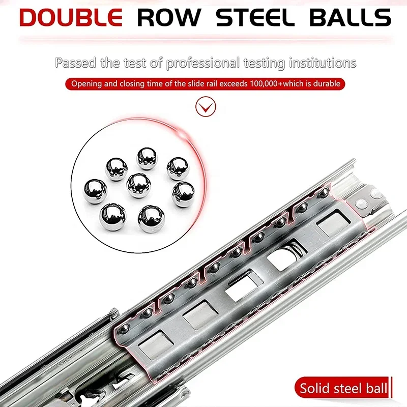 1 Pair 260 Lb Capacity Heavy Duty Drawer Slides with Lock,Side Mount Full Extension 3 Fold Ball Bearing Drawer Rails