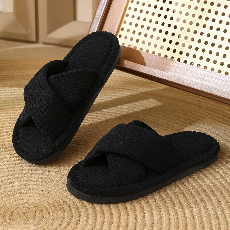 Spring Autumn Outdoor Indoor Woman Shoes Open Toe Slipper Cross Band Women‘s Slippers EVA Light Living Room Cotton Slippers