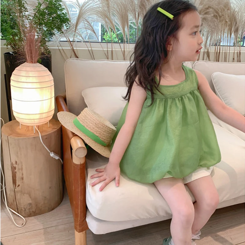 Summer Girls' Clothing Sets Novel Individual Design Sweet Sleeveless Vest Top+Bloomers Fashion Baby Kids Outfit Children Clothes