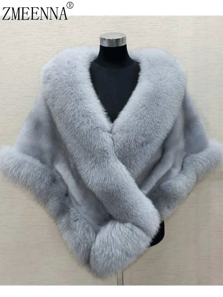 

ZMEENNA Stylish Womens Faux Fur Cape Shawl With Collar Warm Winter Outerwear For Formal Occasions And Events ZM3647