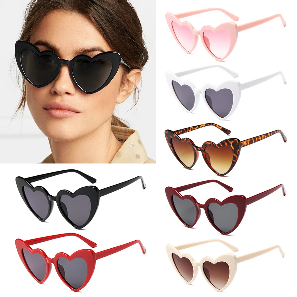 Retro Women Clout Goggle UV400 Protection Vintage Sunglasses Eyewear Heart-Shaped Sunglasses