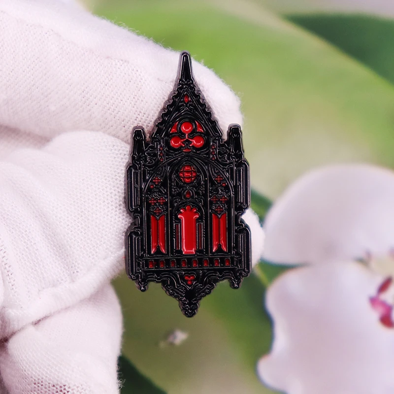 Magical Black Red House Hard Enamel Pin Lapel Pins Ponk Gothic Brooch Badge Fashion Jewelry Accessories