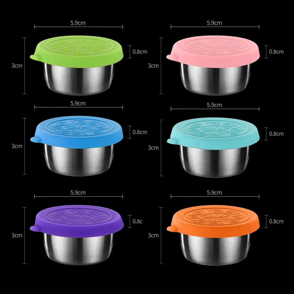 Food-grade Sauce Cup 6pcs Leak-proof Salad Dressing Containers Bpa Free Reusable Sauce Cups Food Grade Small for On-the-go