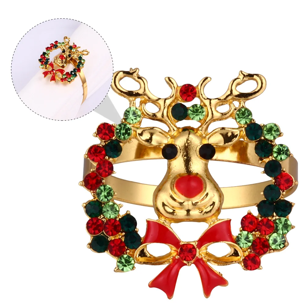 

4Pcs Exquisite Christmas Deer Gift Napkin Rings Alloy Holder Festival Table Supplies Napkin Holder Table Supplies
