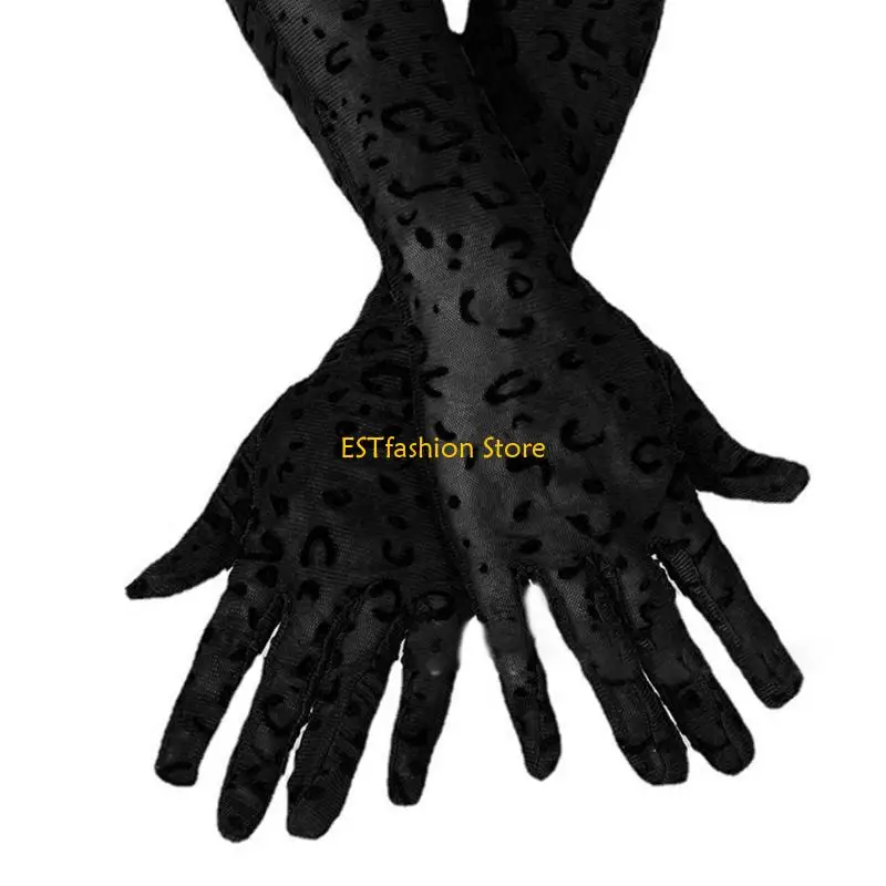 y5gc-ヒョウロング手袋女性肘グローブヒョウオペラグローブヒョウコスチュームグローブ
