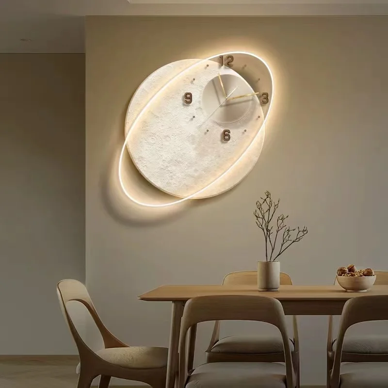 WSabine-i-Horloge Murale Créative pour Décoration de Salon, Fond de Lune, Restaurant