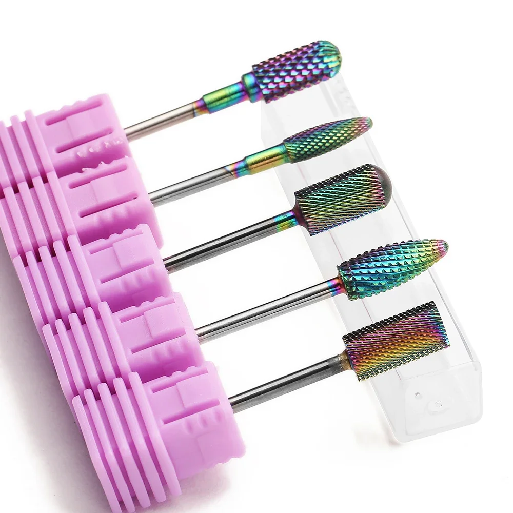 Tungstênio Carbide Nail Drill Bits, Fresa para Manicure Elétrica, Nail Art Acessórios Ferramentas, Rainbow Burrs, 1Pc