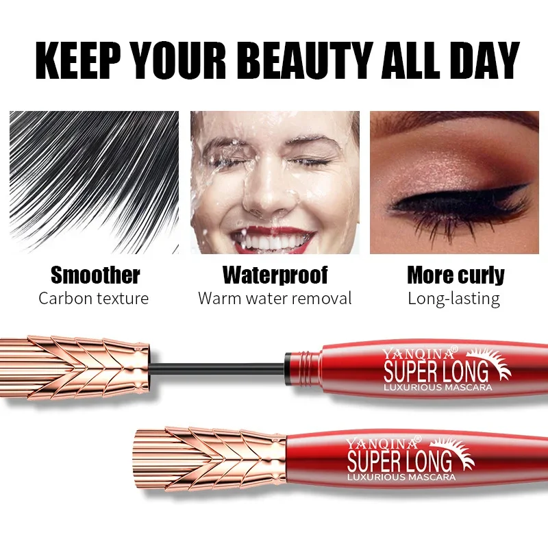 YANQINA Crown Mascara Lengthening Thick Curly Waterproof Mascara 24h Lasting No Fading New Product Hot Selling 4D Mascara 10ml