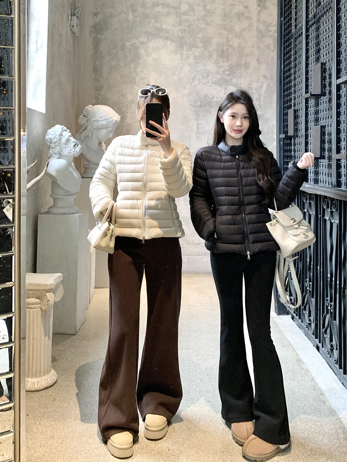 

Теплый женский пуховик с белыми перьями Du 90% наполнения Power Bone Knit Sle Commute Faion Пальто стандартного кроя