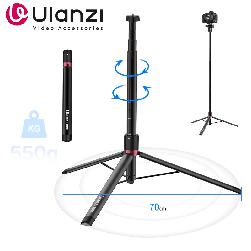 

ULANZI AT-01 Extendable Light Stand Tripod 59" Portable Vlog Camera Aluminum Tripod Stand for Video Light Smartphone for Travel