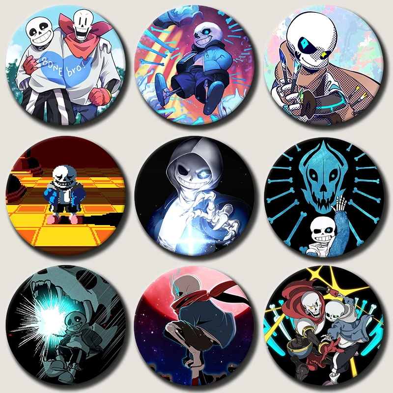 

58mm Sans Papyrus Badge Undertale Game Button Pins Cartoon Decorative Brooches Brooch Bag Decor Jewelry Accessories Fans Gift
