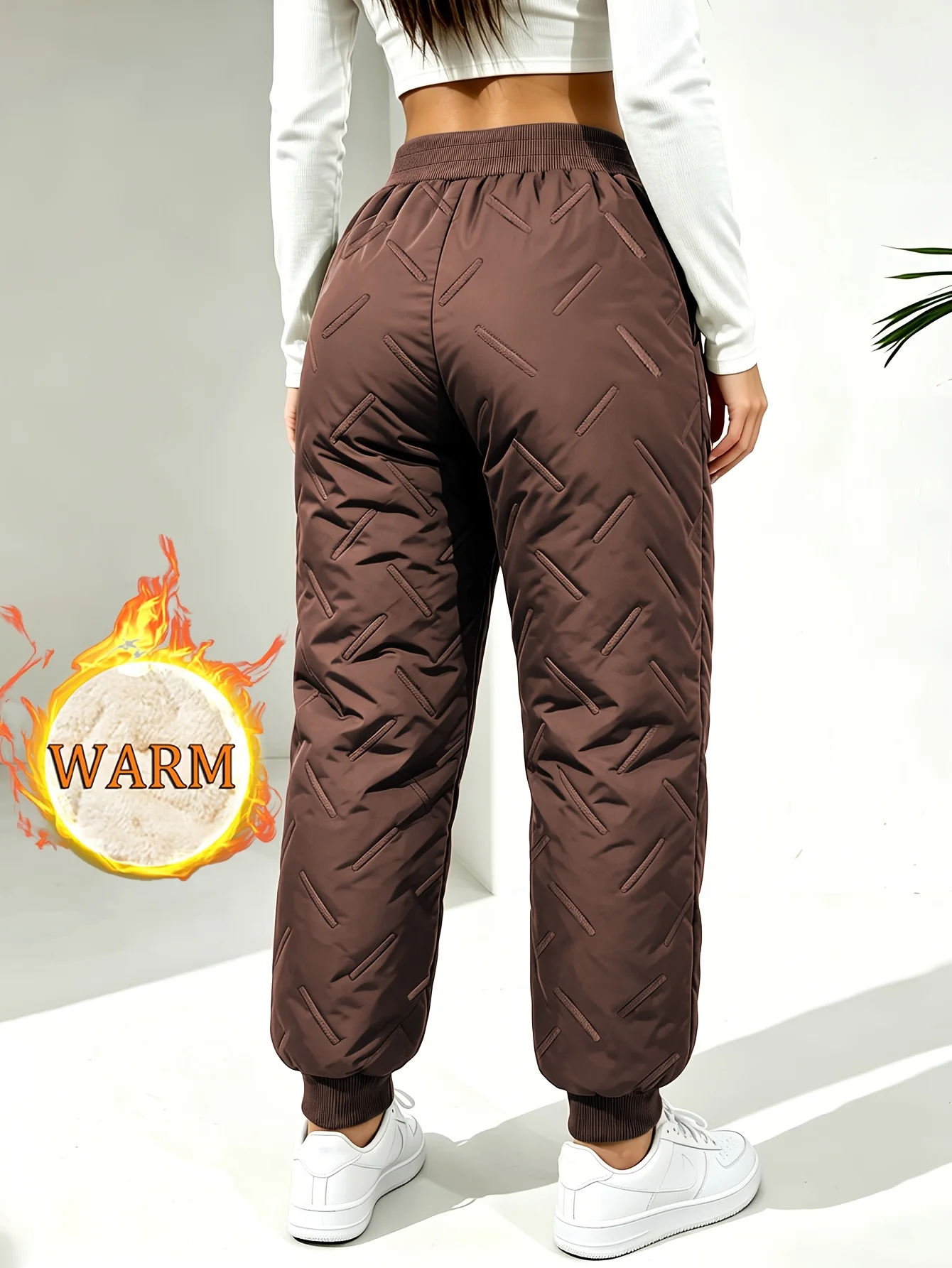 Herren- und Damen-Winter-Fleece-Freizeithosen mit Reißverschlusstaschen für bequeme Passform, Baumwollhosen, winddichte Hosen – Detail 11
