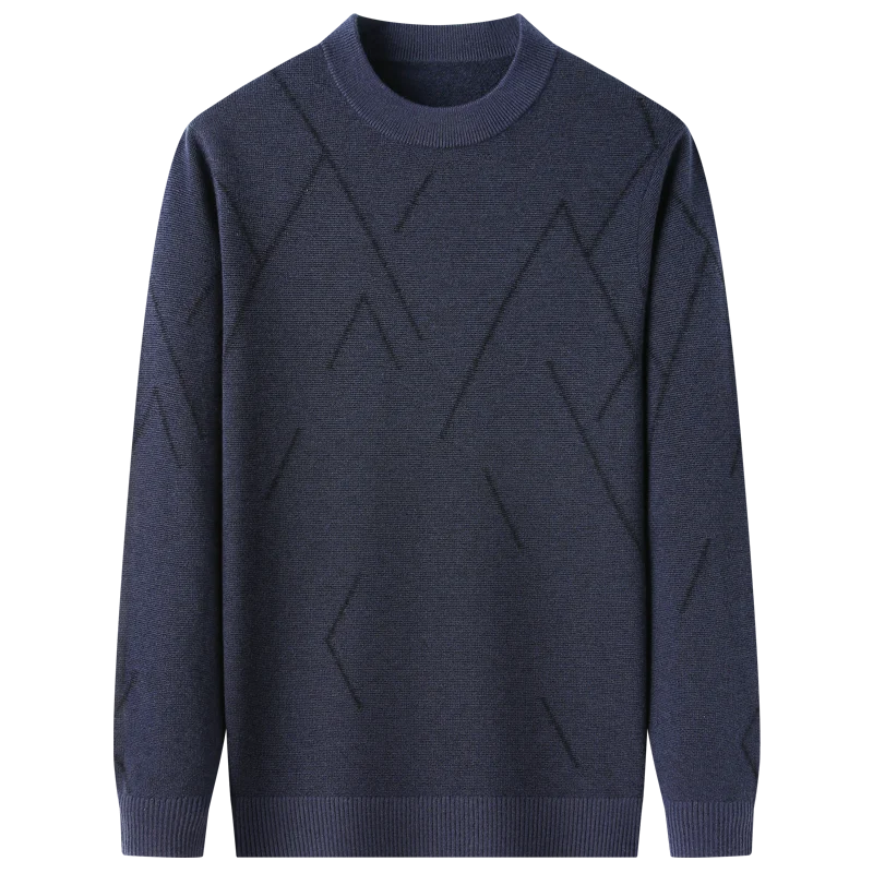 Men's Warm Sweater Long Sleeve Mock Neck Sweater Autumn and Winter Sweaters Male Design Irregular Patterns Pullovers