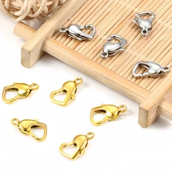 Stainless Steel Heart Shape Lobster Clasps Hook Connectors for DIY Jewelry Necklaces Bracelets Making Findings Accessories