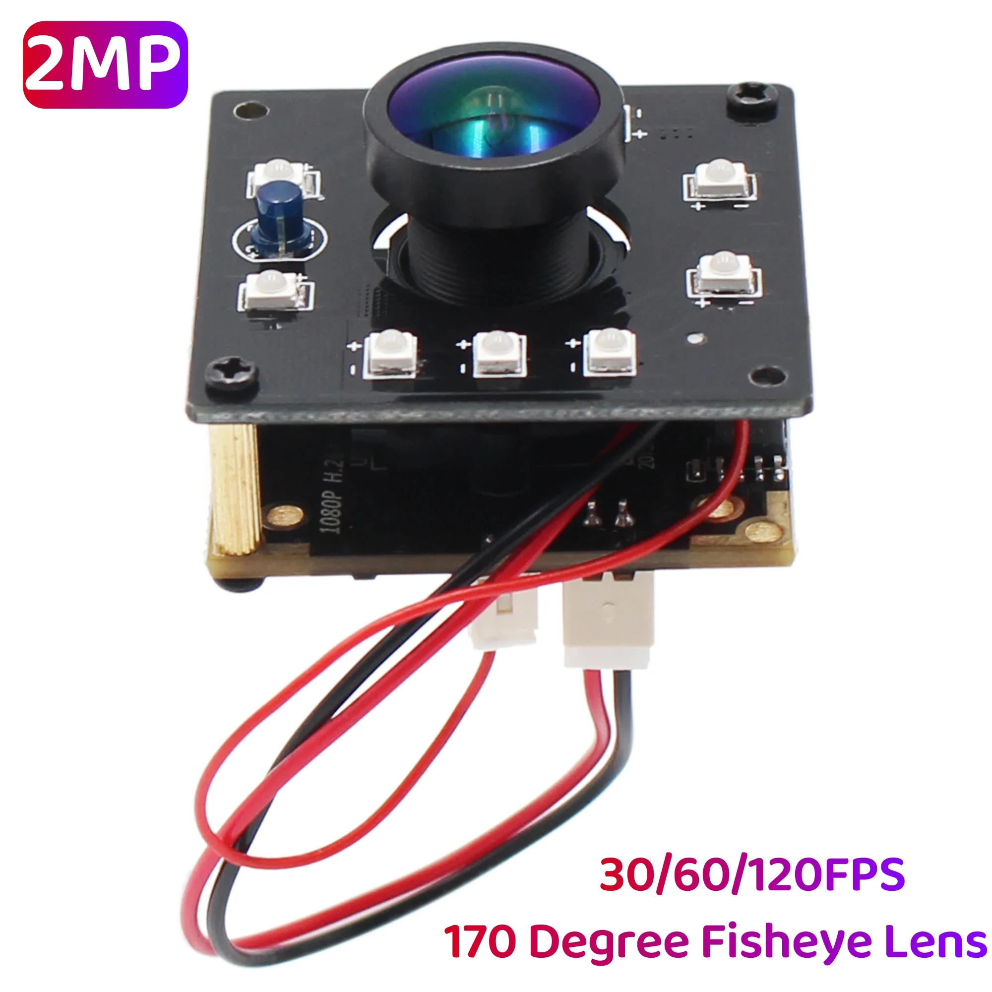 2MP ELP 1080P Full HD Night Vision Camera Module Wide Angle 30/60/120fps Fisheye Lens IR CUT USB Webcam for Android Linux Window