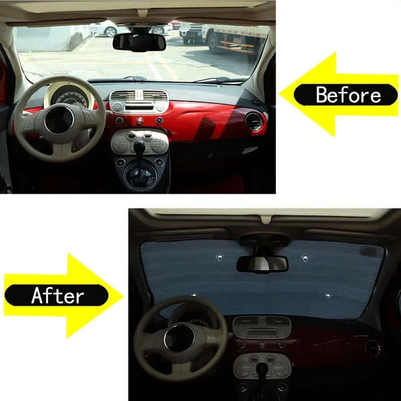 

For Fiat 500 2010-2025 aluminum foil silver tape Car front windshield full window glass UV sunshade car protection accessories