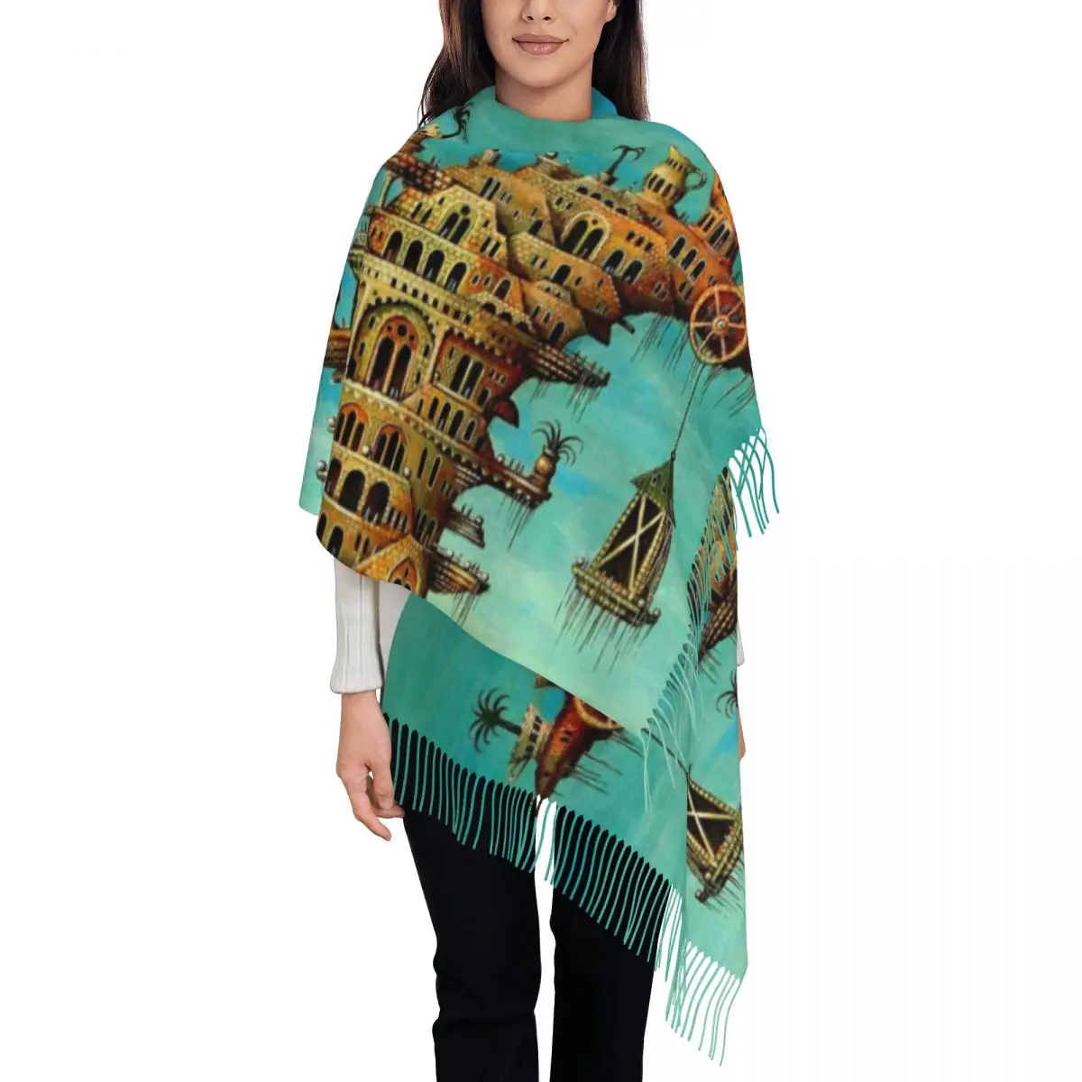 Living On The Moon Salvador Dali Shawl Wraps for Womens Warm Large Long Scarf Italian Artist Vintage Pashminas Shawl Scarves