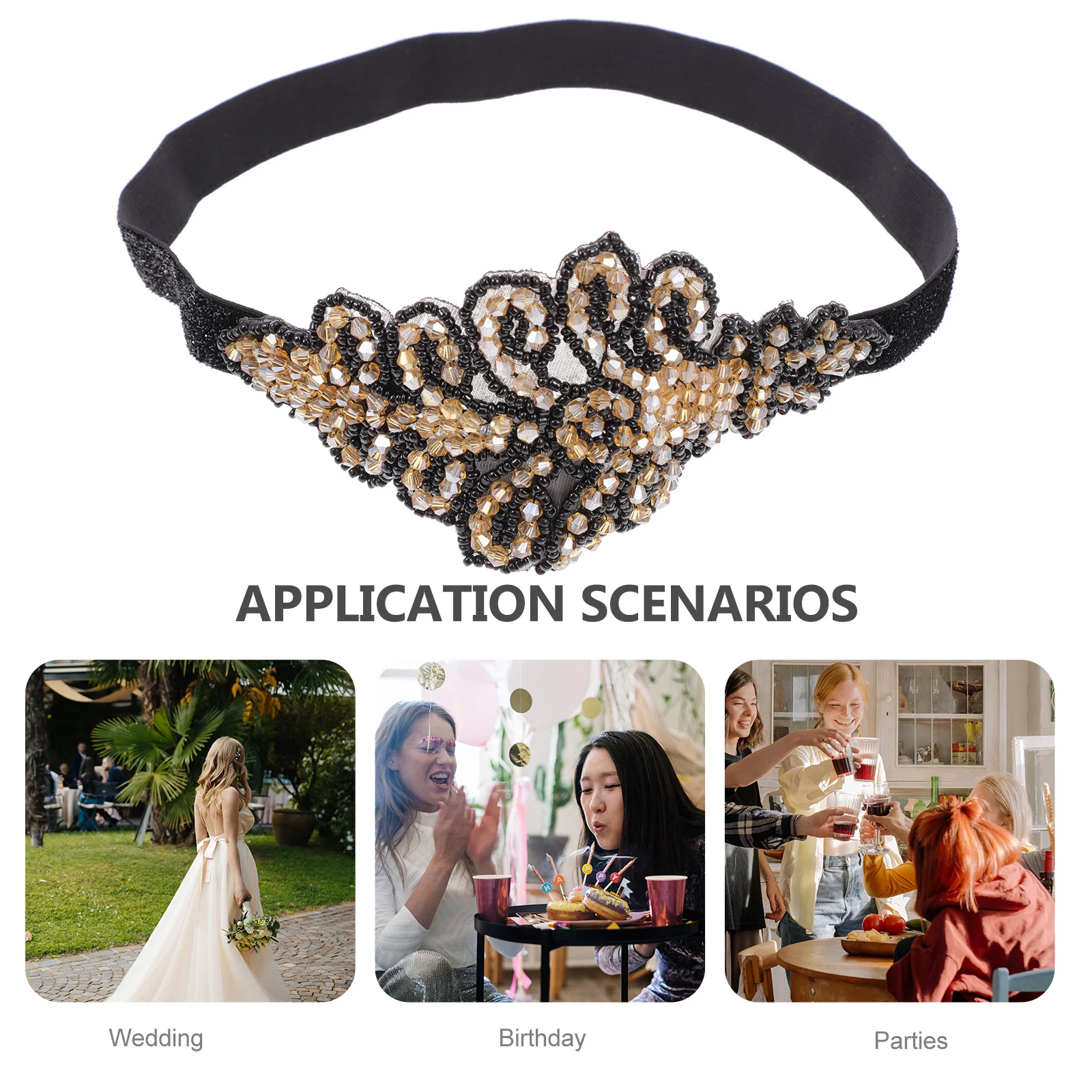 

Rhinestone Headband Bands Party Prop Delicate Hairband Vintage Women Set Accessory Elastic Great Roaring 20s Headwear Bride