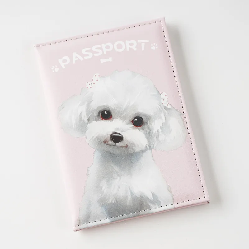 Cute Cartoon Kitten and Dog Passport Holder Simple ID Card Holder Passport Cover Plane Tickets Bank Cards Holder Gift for Child