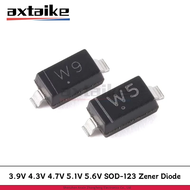

100PCS BZT52C3V9 3.9V W5 BZT52C4V3 4.3V W6 BZT52C4V7 4.7V W7 BZT52C5V1 5.1V W8 BZT52C5V6 5.6V W9 SOD-123 350mW SMD Zener Diode