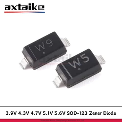 100PCS BZT52C3V9 3.9V W5 BZT52C4V3 4.3V W6 BZT52C4V7 4.7V W7 BZT52C5V1 5.1V W8 BZT52C5V6 5.6V W9 SOD-123 350mW SMD Zener Diode
